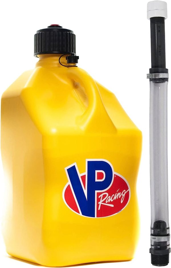 VP Racing 5.5-Gallon Square Motorsport Racing Utility Liquid Fuel Container Jug and 14 In Deluxe Hose Kit and Multipurpose Cap, Yellow 8 Pack - Image 2