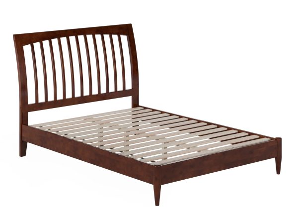 AFI Orleans Full Solid Wood Low Profile Sleigh Platform Bed, Walnut