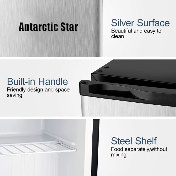 Antarctic Star Compact Chest Upright Freezer Single Door Reversible Stainless Steel Door, Compact Adjustable Removable Shelves for Home Office, 1.1 cu.Black - Image 6