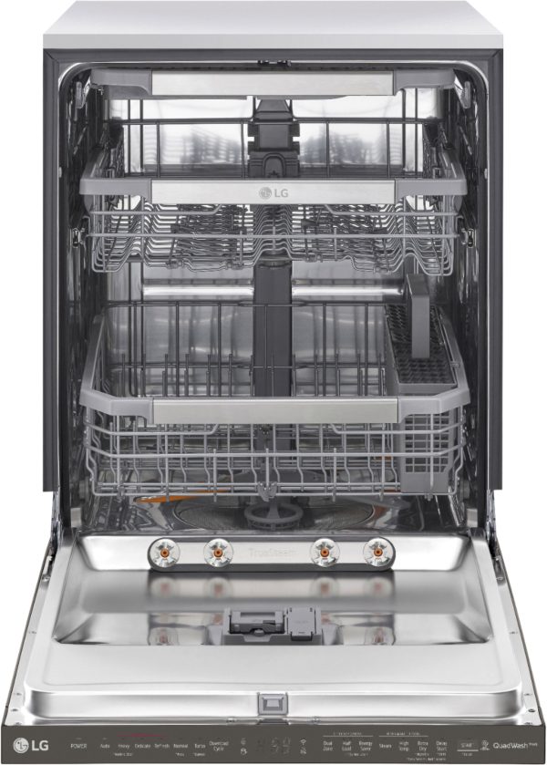 LG - Top Control Dishwasher with QuadWash, TrueSteam, and 3rd Rack - Black stainless steel - Image 3