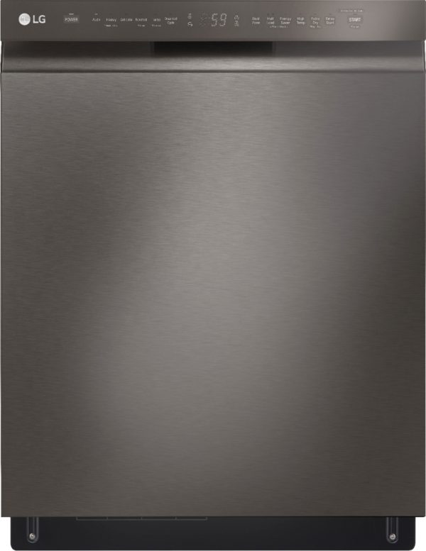 LG - 24" Front Control Smart Built-In Stainless Steel Tub Dishwasher with 3rd Rack, QuadWash, and 48dba - Black stainless steel - Image 11