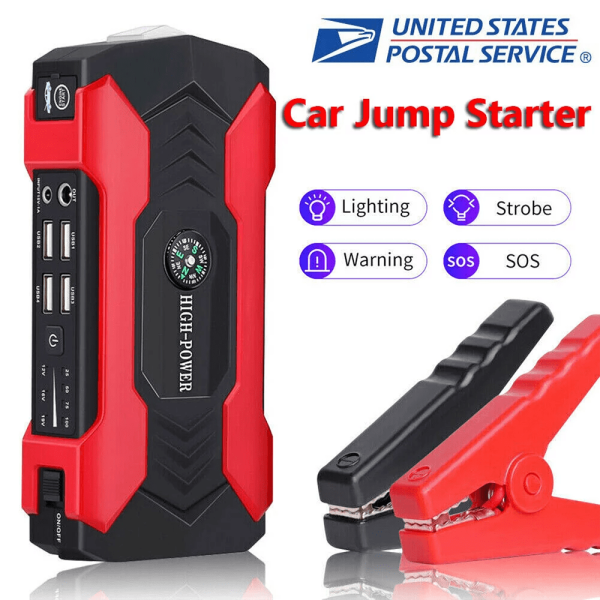 Emergency Car Battery Jump Starter 99800mAh Charger Power with 4 USB Ports, LED Flashlight , Multi-functional Bank , Portable 12V Auto Booster Starting Device - Image 3