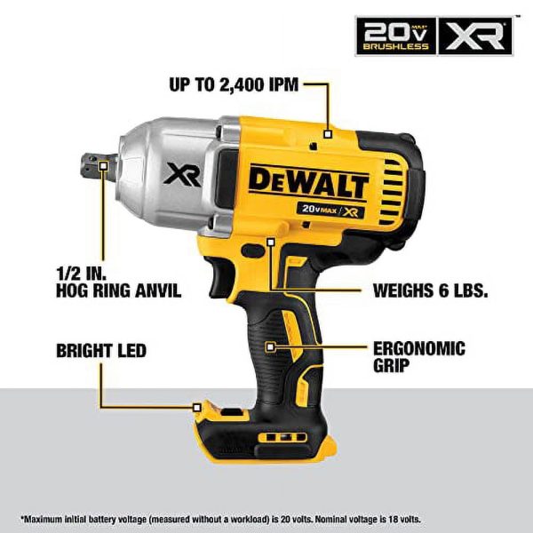 DEWALT 20V MAX XR 1/2" High Torque Impact Wrench, Cordless, Detent Anvil, Tool Only (DCF899B) - Image 3