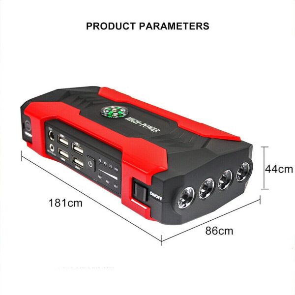 TASHHAR Jump Starter 12V Car Battery Pack Booster Jumper Box Emergency Start Power Bank Supply Charger with Built-in LED Light - Image 5