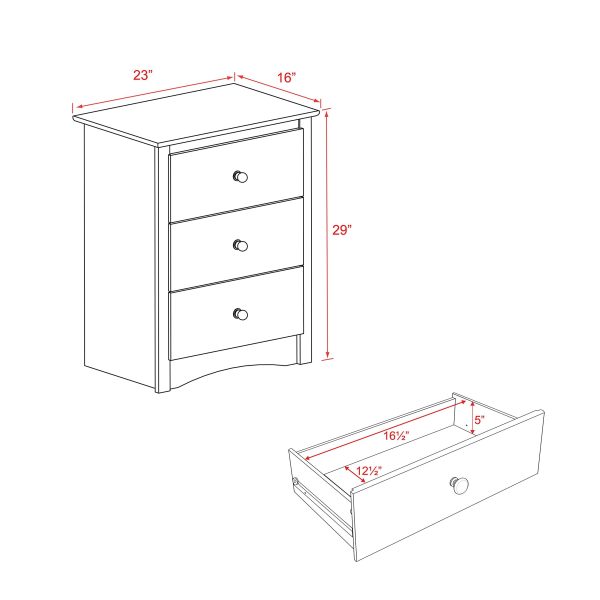 Prepac BDC 2403 Sonoma Nightstand 3 Drawer - Image 3