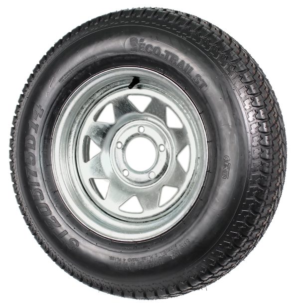 Trailer Tire On Rim ST205/75D14 2057514 F78-14 5 Lug Wheel Spoke Galvanized - Image 3