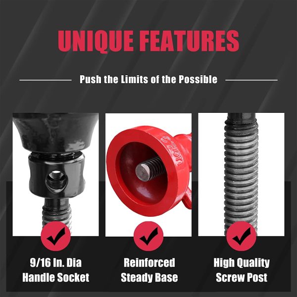 Big Red 5 Ton Professional Car Support Screw Jack for House Construction Bridge Stabilization, Red,W05R - Image 2