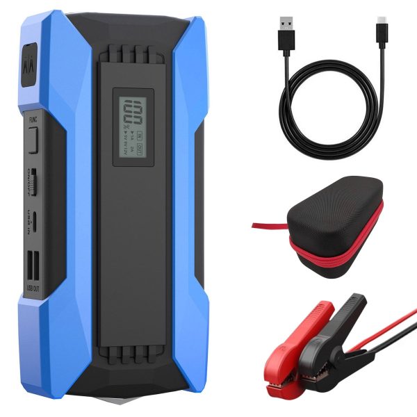 Meterk 1500A Peaks 10000mAh Car Jump Starter QC3.0 Fast Charging with LED Digital Display/Dual USB/Safety Hammer/LED Light/Multiple Protections 12.0V Car Battery Booster Pack Support Low-Tempera