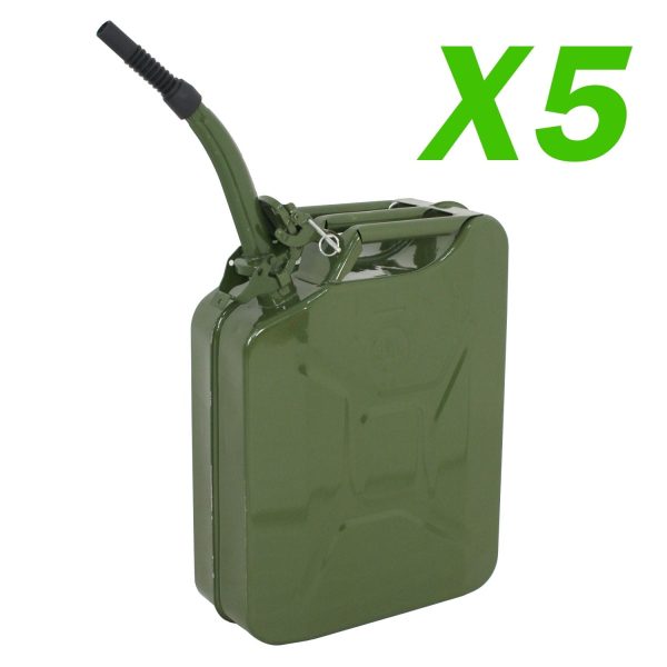 ZENY Jerry Can 5 Gallon Fuel Steel Tank NATO Style Extension Spout Gasoline Storage, 5 Pieces - Image 9