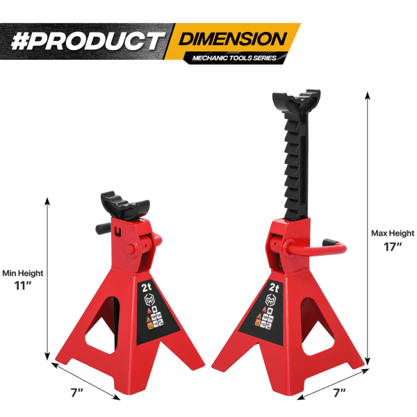 Magshion 3Pcs Heavy Duty Car Jack Set, 2 Ton Low Profile Floor Jack with 2 Jack Stand for Car Truck SUV, (4,400 lbs) Capacity, Red - Image 6