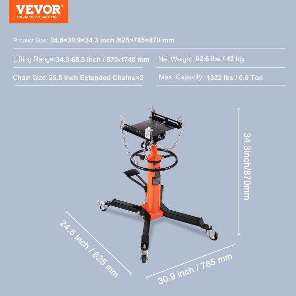 SKYSHALO Hydraulic Transmission Jack 1322 lbs 360° Swivel Wheels For Car Lift - Image 7