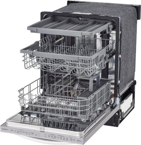 LG - 24" Top Control Smart Built-In Stainless Steel Tub Dishwasher with 3rd Rack, QuadWash and 46dba - Stainless steel - Image 5