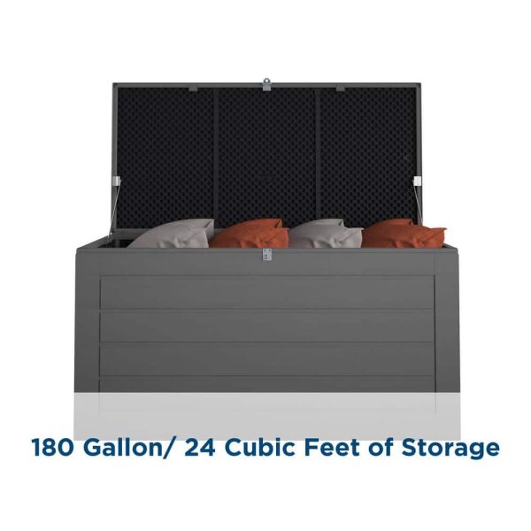 Cosco 88180BGY1E 180 Gal. Extra Large， Black and Charcoal Outdoor Deck Box - Image 3