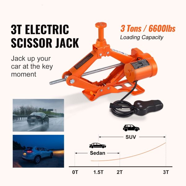 BENTISM Electric Car Jack 3 Ton Electric Scissor Jack Car Repair Tool for SUV Sedans - Image 2