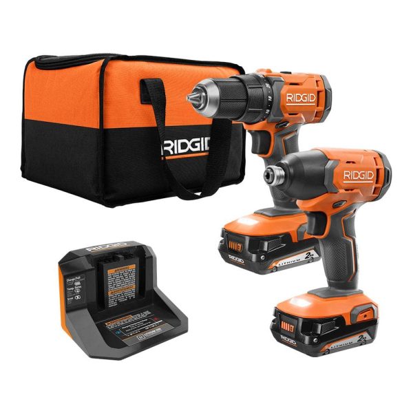 18V Cordless 2-Tool Combo Kit with 1/2 in. Drill/Driver, 1/4 in. Impact Driver, (2) 2.0 Ah Batteries, Charger, and Bag R9272