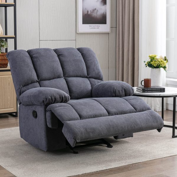 Dreamsir Oversized Rocker Recliner Chair, Manual Recliner Single Sofa Couch, Soft Fabric Overstuffed Rocking Chair for Living Room, Theater Seating for Big Man, Grey - Image 7