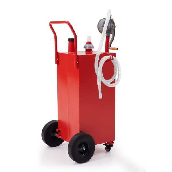 35 Gallon Portable Gas Caddy Fuel Storage Tank with 2 Wheels for Car, Boat, Motorcycle Ect - Red - Image 2