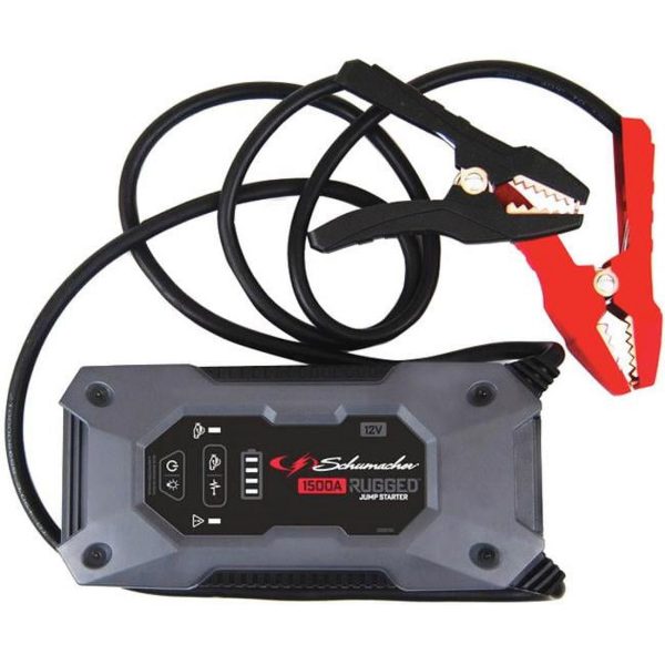 Schumacher 12V 1500 Peak Amps Rugged Lithium Jump Starter & Power Bank for 8.0L Gas & 6.0L Diesel Engines