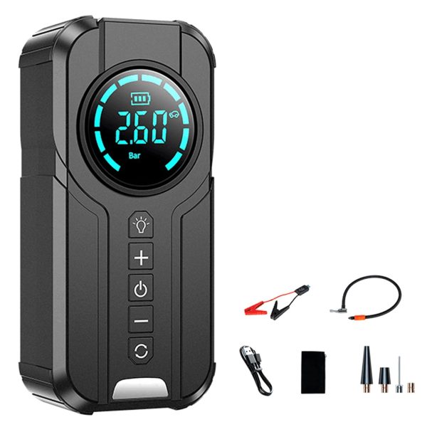 Anself Tire Inflator Portable Air Compressor,1000A Portable Battery Booster with 150 PSI Tire Inflation 6000mAh Jump Starter for Cars, Bikes & Motorcycle Tires, Balls