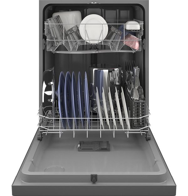 GE - Front Control Built-In Dishwasher with 55 dBA - Stainless steel - Image 2