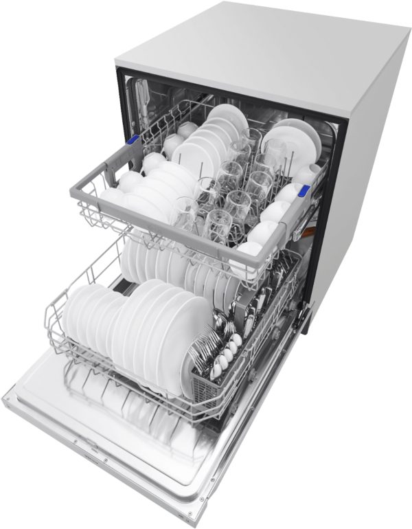 LG - 24" Front-Control Built-In Dishwasher with Stainless Steel Tub, QuadWash, 48 dBa - Stainless steel - Image 6