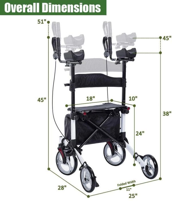 BEYOUR WALKER Upright Walker, Newest Design, Stand Up Rollator Walker Tall Rolling Mobility Walking Aid with 10” Front Wheels, Seat and Armrest for Seniors and Adults, White - Image 2