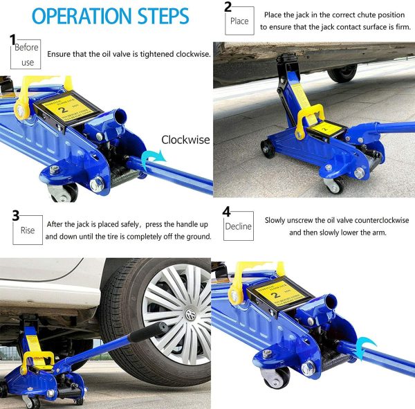 Dayplus 2 Tonne Hydraulic Trolley Floor Jack Low Profile Heavy Duty Metal Steel LIfting Range 135-320mm - Image 5