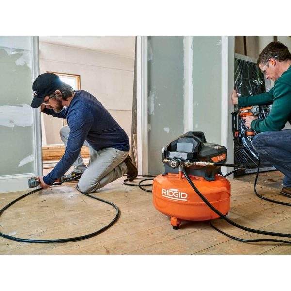 6 Gal. Portable Electric Pancake Air Compressor w/ 18GA Brad Nailer, 16GA Straight Finish Nailer, & 18GA Finish Stapler R69603FK - Image 6