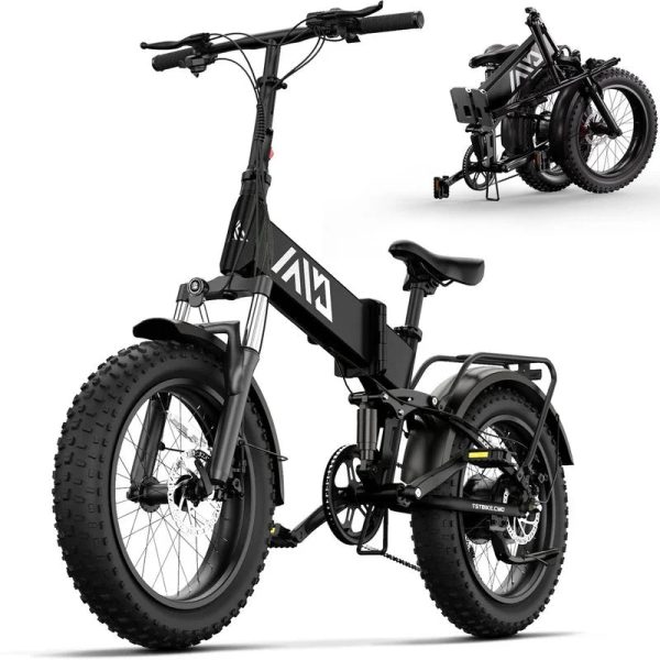 TST Electric Bike, 4.0 Fat Tire Foldable Ebike, 48V 13Ah Battery, 750W Electric Commuter Bicycle with LCD, 20" One-Step Folding Electric City Bike for Men Women, Black