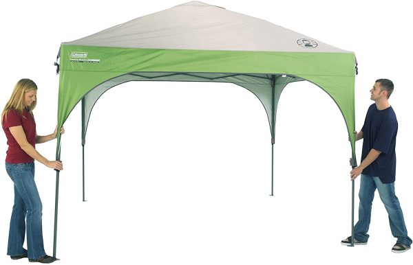 Coleman 10' x 10' Outdoor Canopy Sun Shelter Tent with Instant Setup, Green - Image 2