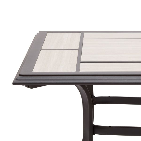 Better Homes & Gardens Newport Outdoor Ceramic Tile Top Rectangular Dining Table with Umbrella Hole, Gray Tabletop, Black Frame Finish, Seats 6 - Image 2