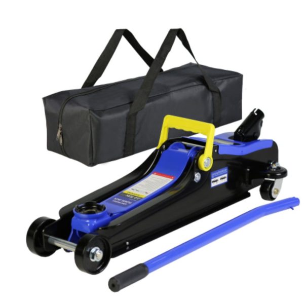 Floor Jack, 2 Ton Low Profile Floor Jack, Heav yDuty Steel Racing Floor Jack with Single Piston QuickLift Pump, Floor Jack Black+Blue + Steel + 2T Single pump + Lifting range 3.3"-15.2"