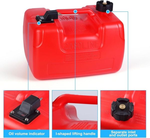 Portable Boat Marine Fuel Tank Outboard Motor w/ Line Hose Connector 3 Gallon 12L - Image 6