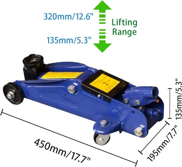 Dayplus Hydraulic Floor Jack 2 Ton Quick Rise Steel Floor Jack with Carrying Storage Case - Image 3