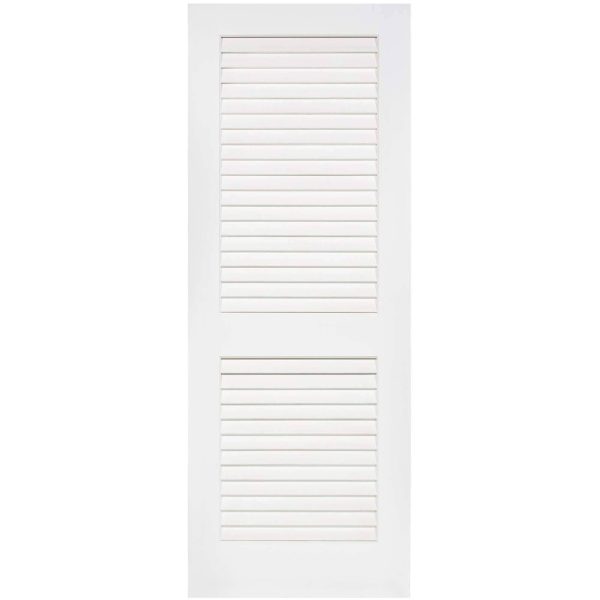 24 in. x 80 in. White Plantation Louver Panel Solid Core Wood Interior Door Slab