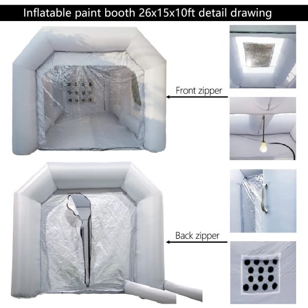 WGIA Portable Inflatable Paint Booth 26x15x10FT （No blower） Inflatable Spray Booth with Air Filter System - Image 4