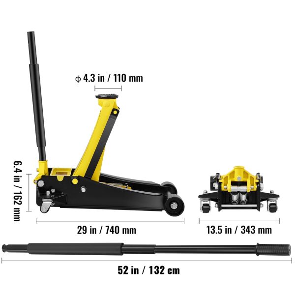 BENTISM Low Profile Floor Jack 4 Ton Heavy Duty Steel Dual Piston Rapid Pump - Image 8