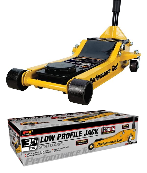 Performance Tool W1645 3.5-Ton 7,000 lbs Low Profile Jack, 3-1/2" to 20-1/2" Lift