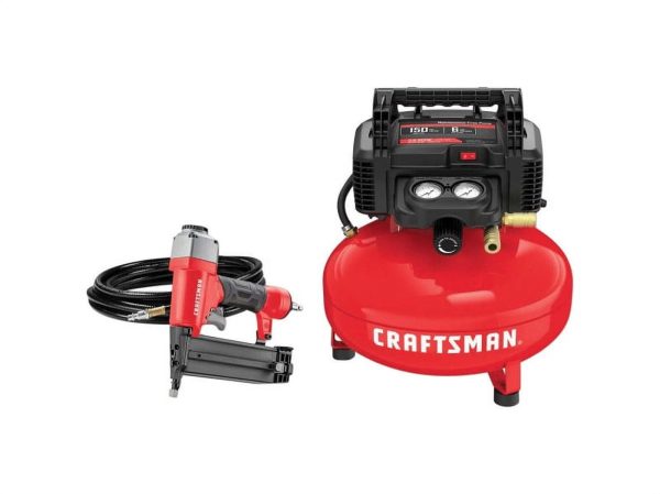 Craftsman 6 gal. Pancake Portable Brad Nailer and Air Compressor Combo Kit 150 psi 0.8 hp - Case Of: 1