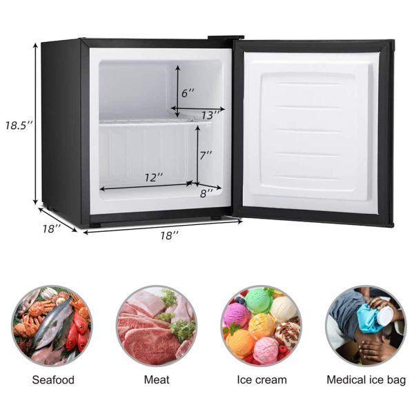 Antarctic Star Compact Chest Upright Freezer Single Door Reversible Stainless Steel Door, Compact Adjustable Removable Shelves for Home Office, 1.1 cu.Black - Image 4