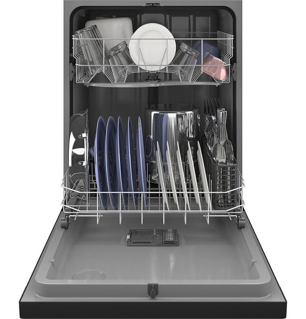 GE - Front Control Dishwasher with 60dBA - Black - Image 2