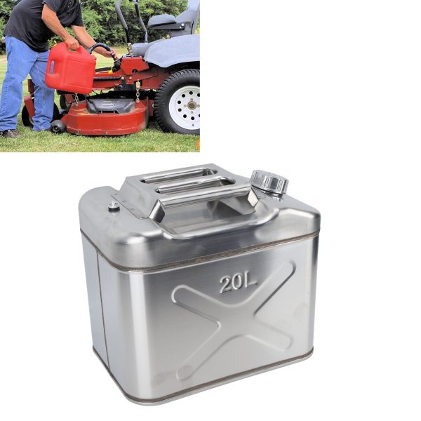 Gasoline , Silver 20L Fuel Can Stainless Steel With Handle For Lawn Mowers - Image 2