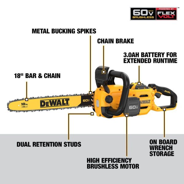 60V MAX Chainsaw 18" Brushless Cordless Kit DCCS672X1 from - Image 4