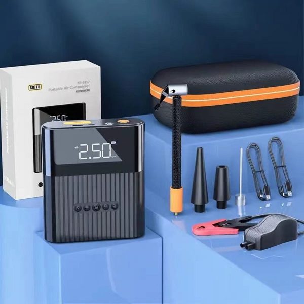 Air Compressor with Car Jump Starter, Tyre Inflator with Power Bank and Emergency Light, Portable Car Battery Booster 1000A Peak 8800mAh 12V to 5.0L Gas or Diesel Engine