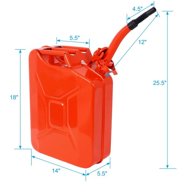 20 Liter (5 Gallon) Jerry Fuel Can with Flexible Spout, Portable Jerry Cans Fuel Tank Steel Fuel Can, Fuels Gasoline Cars, Trucks, Equipment, RED - Image 6