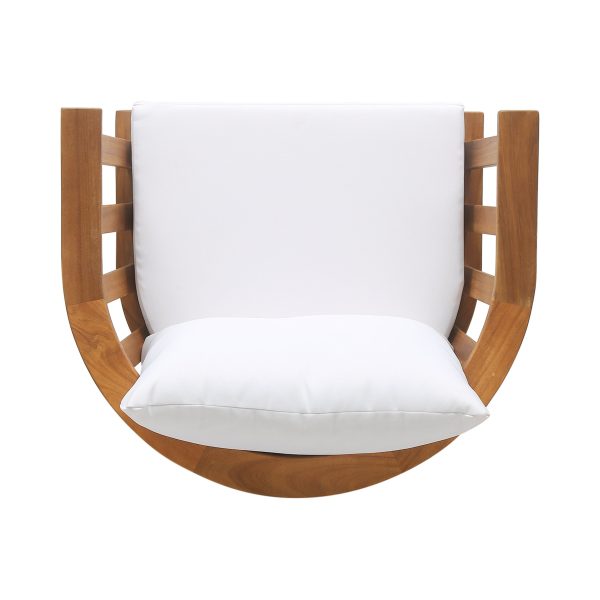 Dean Outdoor Wooden Club Chair with Cushions, White and Teak Finish - Image 6