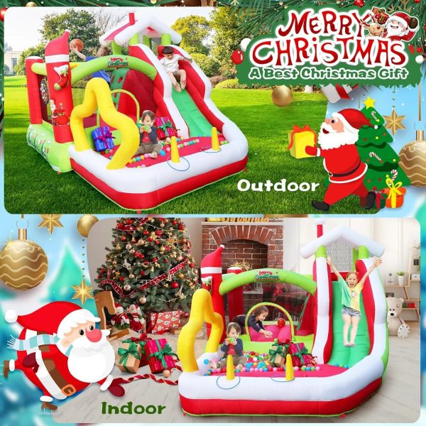 Track 7 Christmas Inflatable Bounce House for Kids, 7 in1 Slide Inflatable Bouncer with Blower, Slide, Climbing, Obstacles, Jumping All in One Castle, Outdoor & Indoor, for Toddlers Age 2+ - Image 5