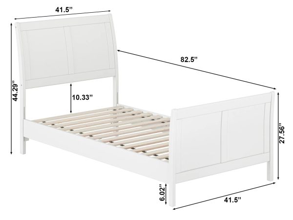 AFI Valencia Twin Wood Low Profile Sleigh Platform Bed with Matching Footboard, White - Image 12