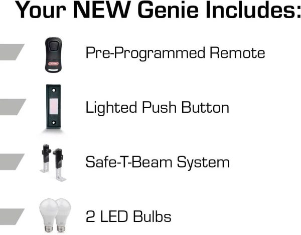 Genie 2055 LED Stealth 500 Essentials LED Bulbs Included Ultra Quiet Belt Drive Garage Door Opener - Image 5