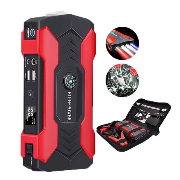 Emergency Car Battery Jump Starter 99800mAh Charger Power with 4 USB Ports, LED Flashlight , Multi-functional Bank , Portable 12V Auto Booster Starting Device